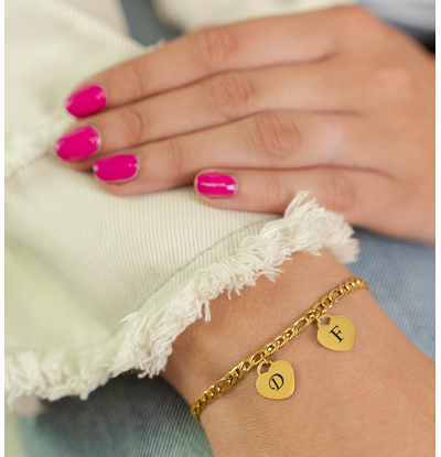 KAYA sieraden Bracelet with Initials | 2 Hearts