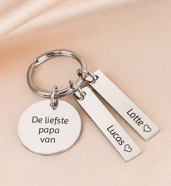KAYA sieraden Sleutelhanger met twee Graveerbedels