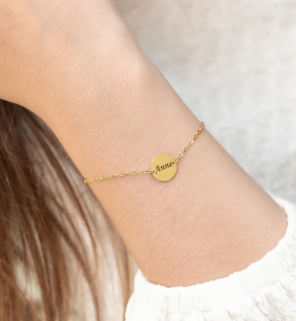 Gegraveerde sieraden Armband Disc met Gravure I Stainless Steel