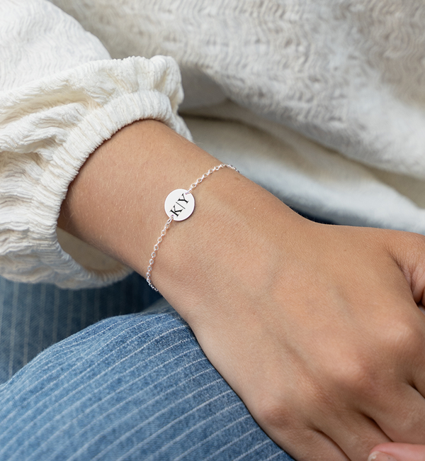 Gegraveerde sieraden Armband Disc met Initialen I Stainless Steel