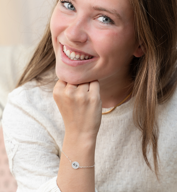 Gegraveerde sieraden Armband Disc met Initialen I Stainless Steel