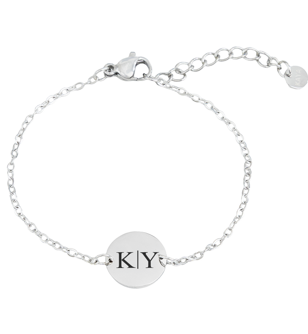 Gegraveerde sieraden Armband Disc met Initialen I Stainless Steel