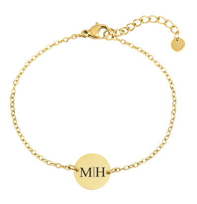 Gegraveerde sieraden Armband Disc met Initialen I Stainless Steel