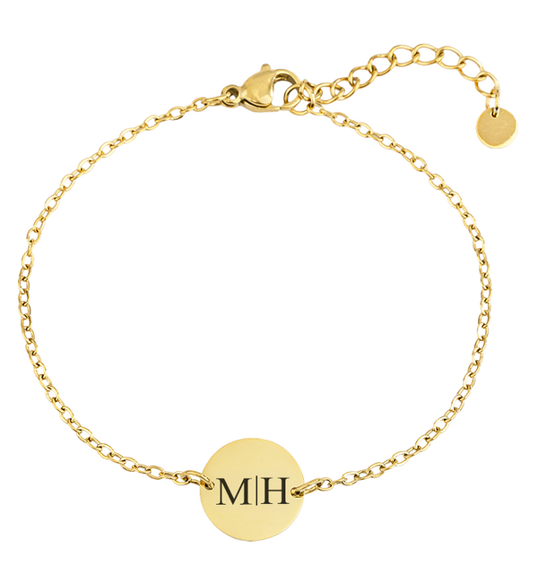 Gegraveerde sieraden Armband Disc met Initialen I Stainless Steel