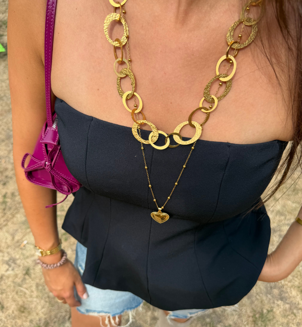 KAYA sieraden Bold Lange ketting 'Hammered' I  60 cm