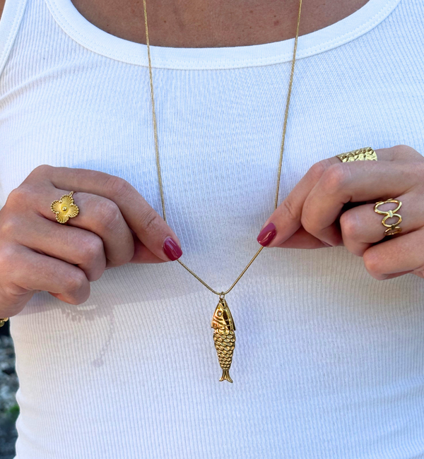 KAYA sieraden Lange ketting Big Vis I Stainless Steel Goud