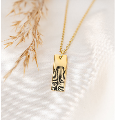 Gegraveerde sieraden Kleine Bar Ketting Vingerafdruk