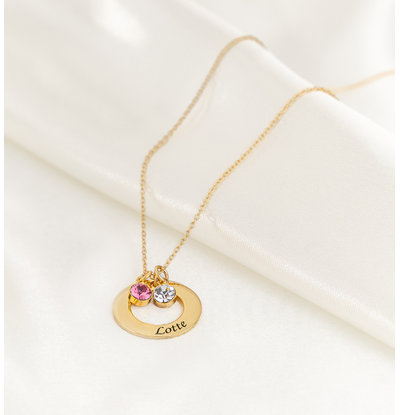 KAYA sieraden Ketting 'Circle of Life' met 2 Geboortestenen