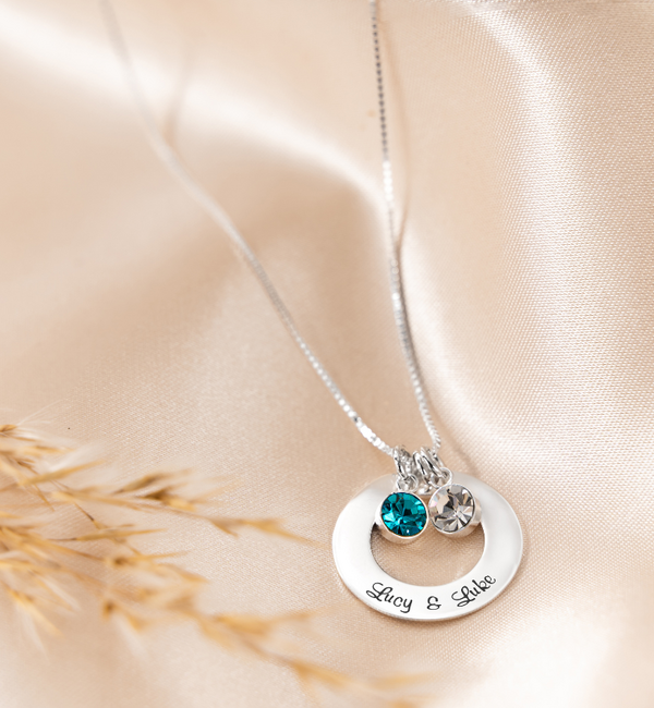 KAYA sieraden Ketting 'Circle of Life' met 2 Geboortestenen
