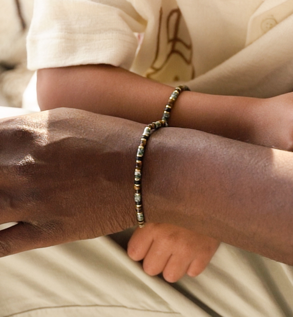 KAYA sieraden Father and son gemstone bracelet set | Green jade