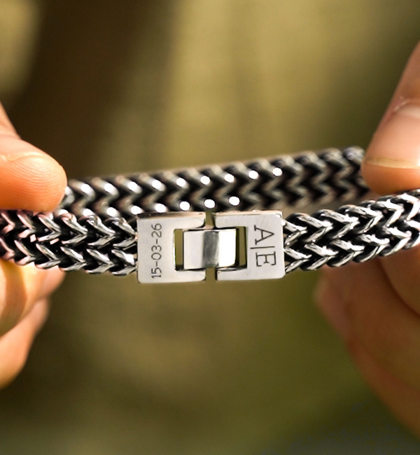 KAYA sieraden Men's Bracelet with Engraving 'Link' in Stainless Steel