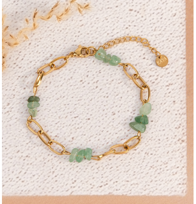 KAYA sieraden Link bracelet with green beads