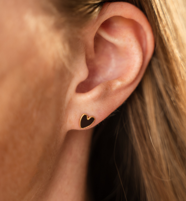 KAYA sieraden Studs Bruine Hartje | Stainless Steel