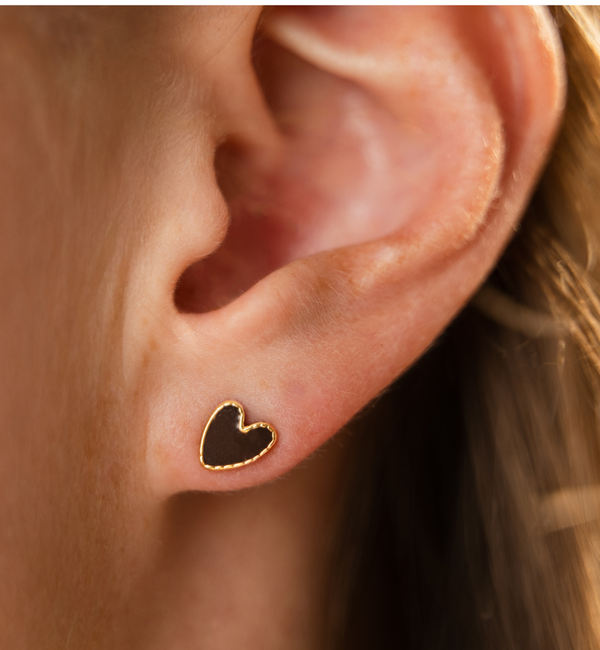 KAYA sieraden Studs Bruine Hartje | Stainless Steel