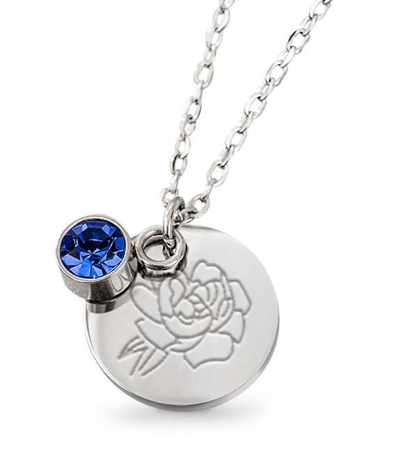 KAYA sieraden Birthstone with Birth Flower Necklace I September