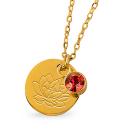 KAYA sieraden Birthstone with Birth Flower Necklace I July