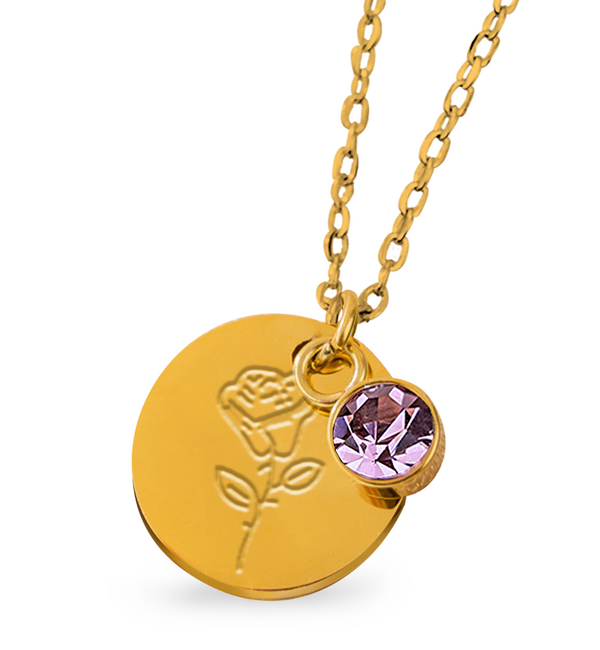 KAYA sieraden Birthstone with Birth Flower Necklace I June