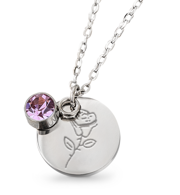 KAYA sieraden Birthstone with Birth Flower Necklace I June