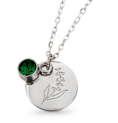 KAYA sieraden Birthstone and Flower Necklace May | Stainless Steel
