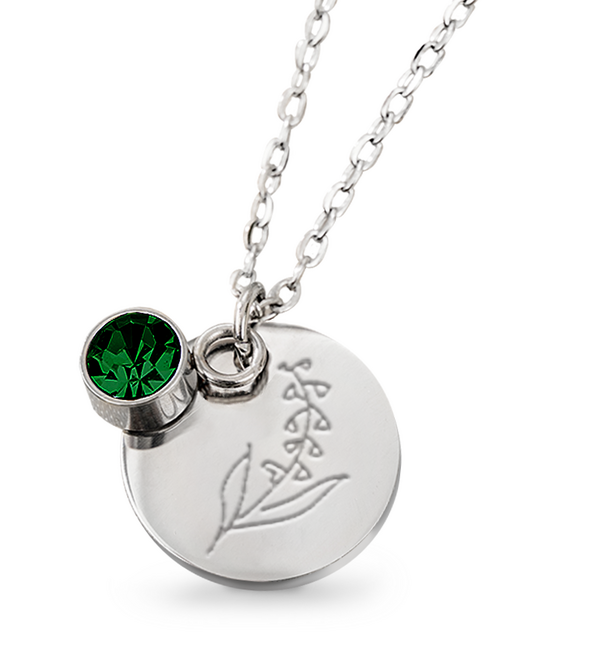KAYA sieraden Birthstone and Flower Necklace May | Stainless Steel