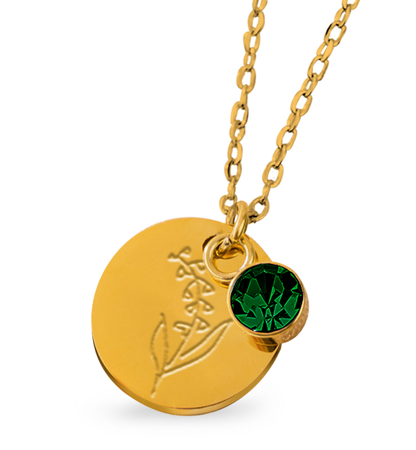 KAYA sieraden Birthstone and Flower Necklace May | Stainless Steel