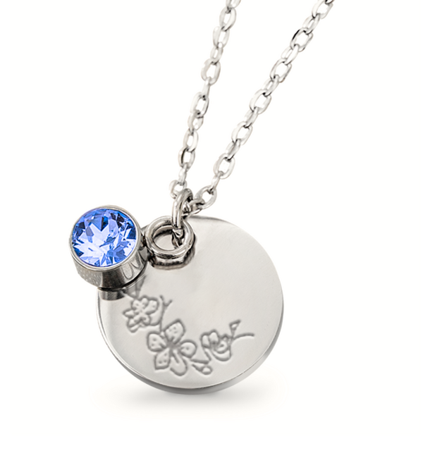 KAYA sieraden Geboortesteen met Geboortebloem Ketting I Maart