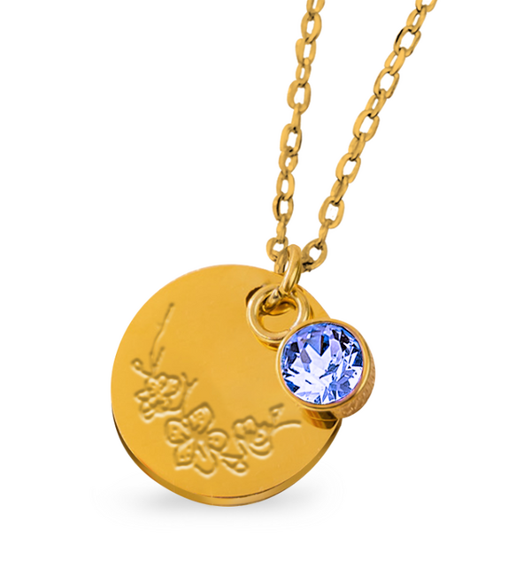 KAYA sieraden Geboortesteen met Geboortebloem Ketting I Maart