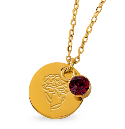 KAYA sieraden Birthstone and Flower Necklace January | Stainless Steel