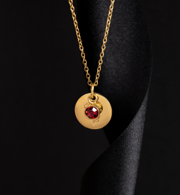 KAYA sieraden Geboortesteen- en  Bloem Ketting Januari | Stainless Steel