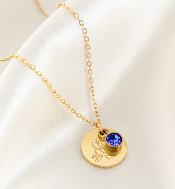KAYA sieraden Birthstone and Flower Necklace | Stainless Steel