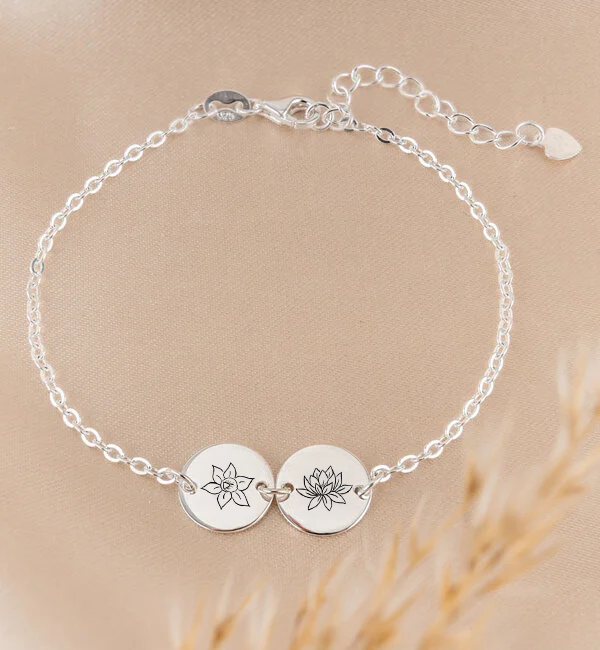 KAYA sieraden Bracelet with Birth Flower '2 Discs'