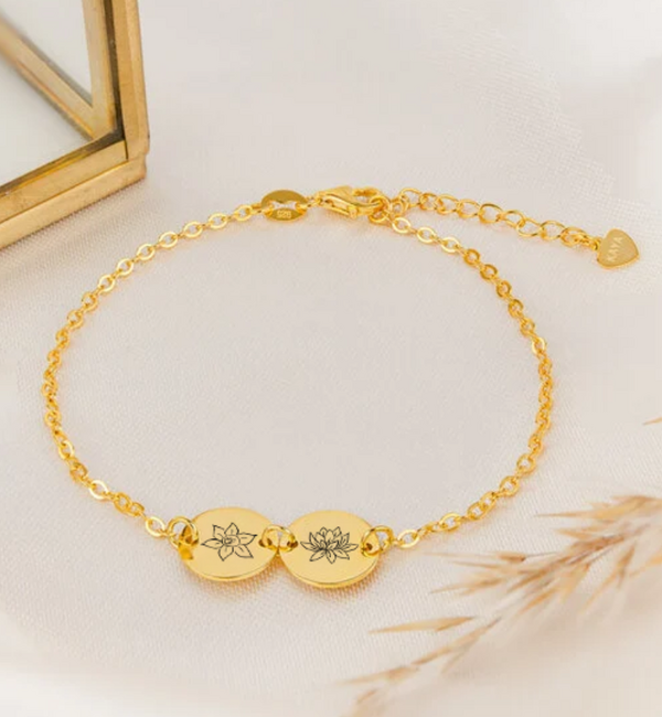 KAYA sieraden Armband met Geboortebloem '2 Discs'