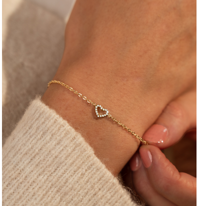 KAYA sieraden Minimalistische Armband met Kristal Hartje