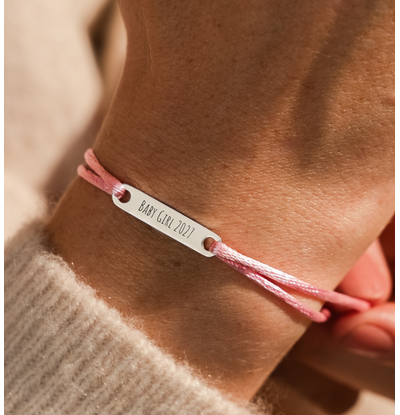 KAYA sieraden Satijnkoord Armband met Gravure | Zilver