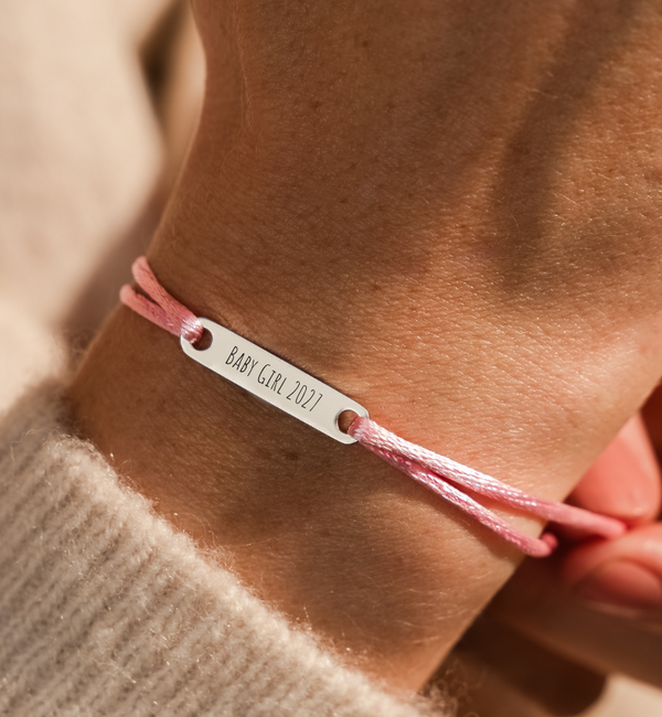 KAYA sieraden Satijnkoord  Armband met Gravure | Zilver Stainless Steel