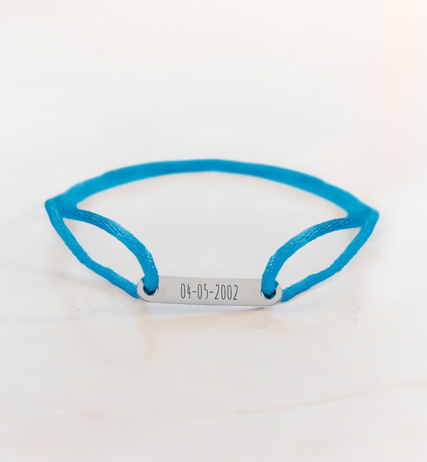 KAYA sieraden Satijnkoord  Armband met Gravure | Zilver Stainless Steel