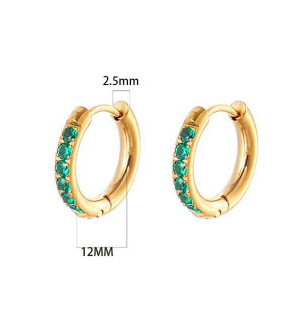KAYA sieraden Earrings with stones 12mm | Stainless Steel   - Copy