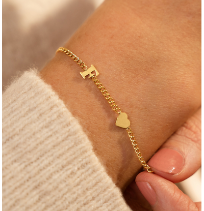 KAYA sieraden Armband met Initiaal en Hartje