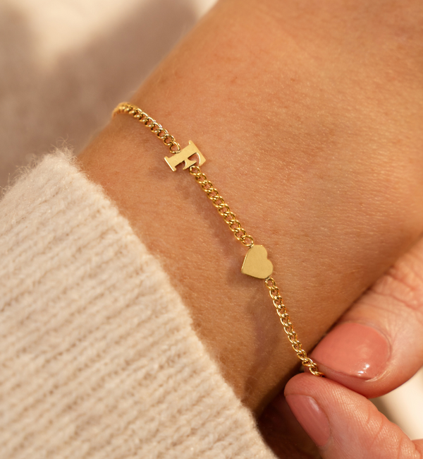 KAYA sieraden Armband met Initiaal en Hartje | Stainless Steel