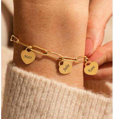 KAYA sieraden Link Bracelet with Names | Hearts | Create Your Own