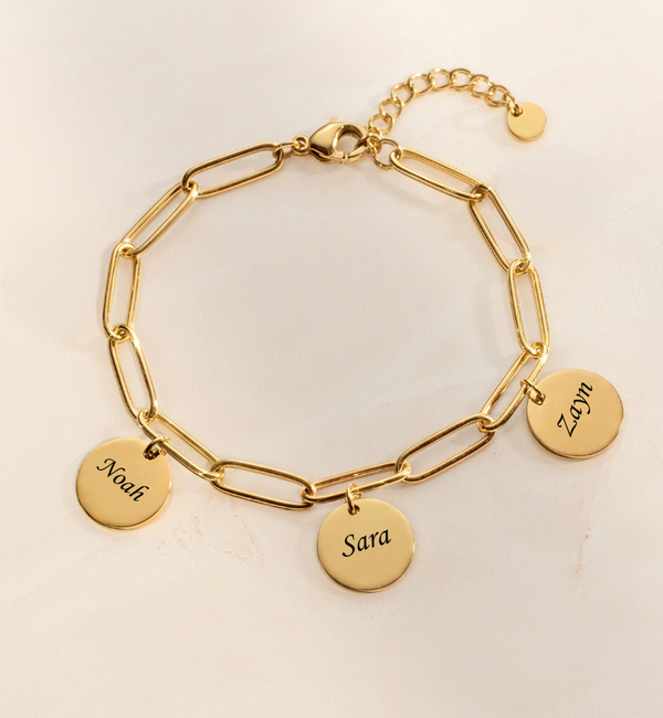 KAYA sieraden Schakelarmband  met Namen | Disc | Stel Zelf Samen | Stainless Steel