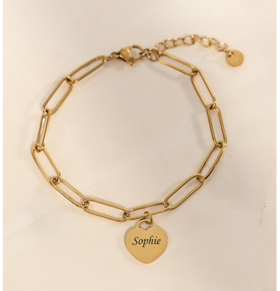 KAYA sieraden Schakelarmband met Namen | 1 Hartje