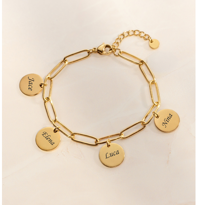 KAYA sieraden Link Bracelet with Names | 4 Discs