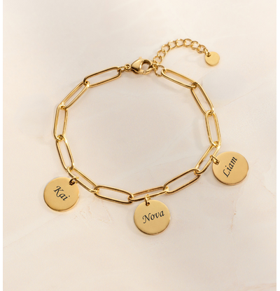 KAYA sieraden Schakelarmband met Namen | 3 Discs