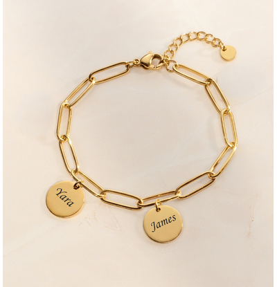 KAYA sieraden Schakelarmband met Namen | 2 Discs