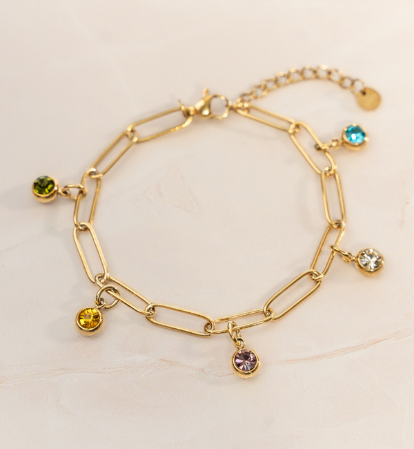 KAYA sieraden Link Bracelet with Birthstones | Stainless Steel