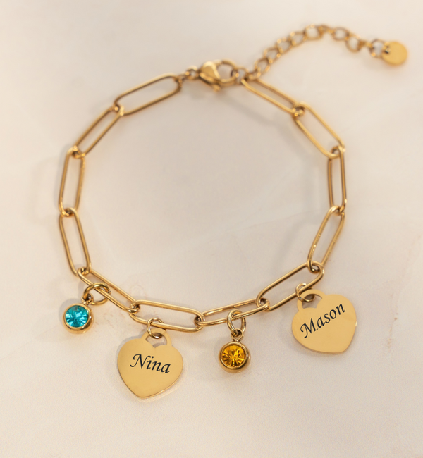 KAYA sieraden Link Bracelet with Names | Hearts | Customize Your Own | Stainless Steel  - Copy