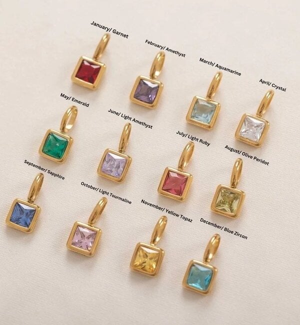 KAYA sieraden Ketting met Twee Geboortestenen | Stainless Steel