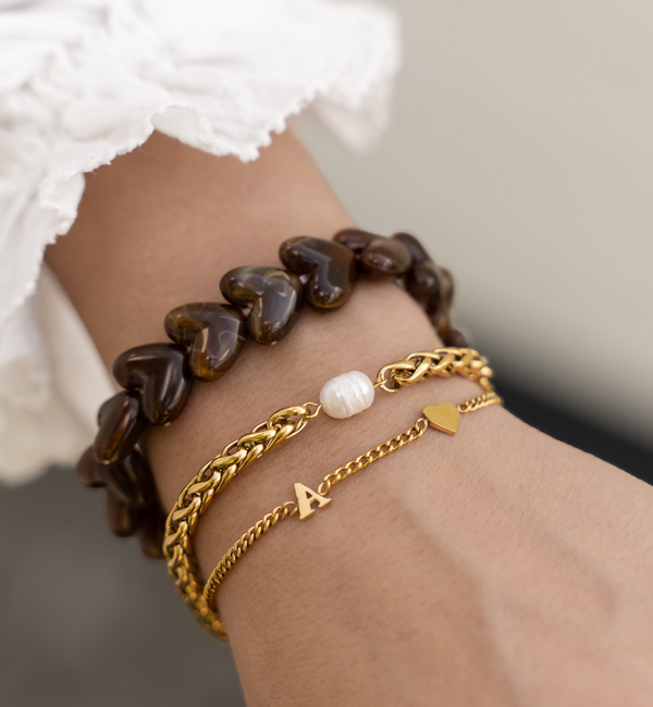 KAYA sieraden Armband met Initiaal en Hartje | Stainless Steel