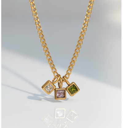 KAYA sieraden Ketting met Drie Geboortestenen